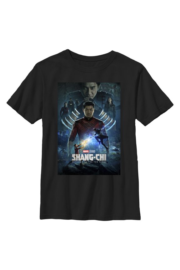 Boy's Marvel Shang-Chi and the Legend of the Ten Rings Action Poster  Graphic Tee Black Large