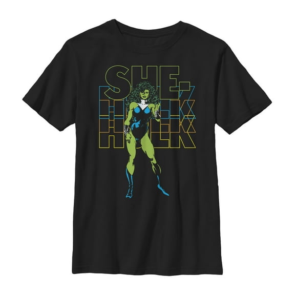 Boy's Marvel She-Hulk Retro Repeat  Graphic Tee White Large