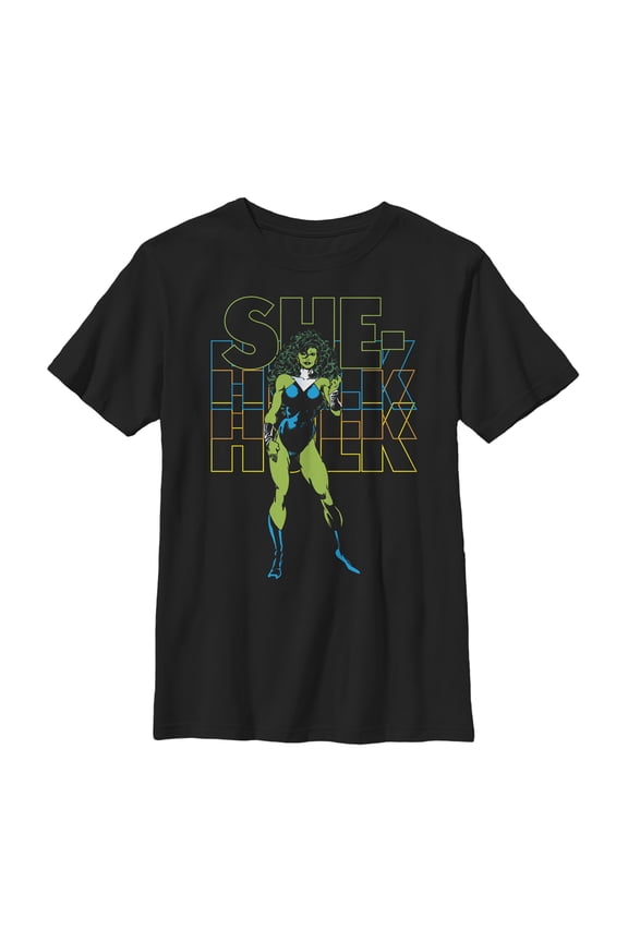 Boy's Marvel She-Hulk Retro Repeat Graphic Tee White X Large