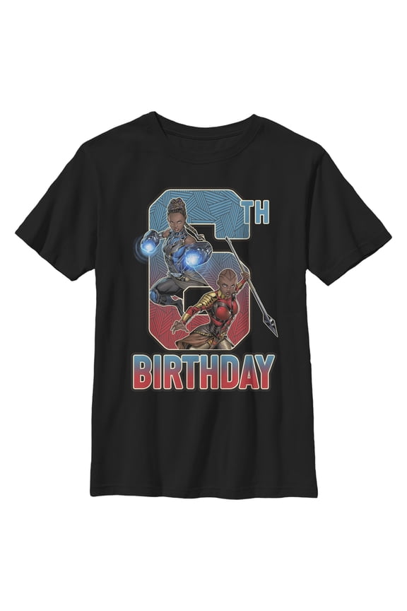 Boy's Marvel Shuri and Okoye 6th Birthday  Graphic T-Shirt
