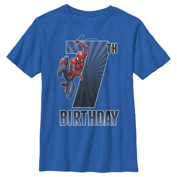 Boy's Marvel Spider-Man 7th Birthday Graphic Tee Royal Blue Small