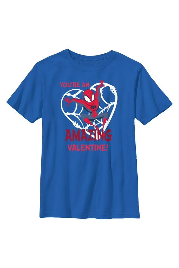 Boy's Marvel Spider-Man Amazing Valentine Graphic Tee Royal Blue Small
