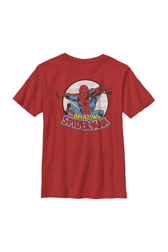 Boy's Marvel Spider-Man Classic Web Swing Graphic Tee Red Large