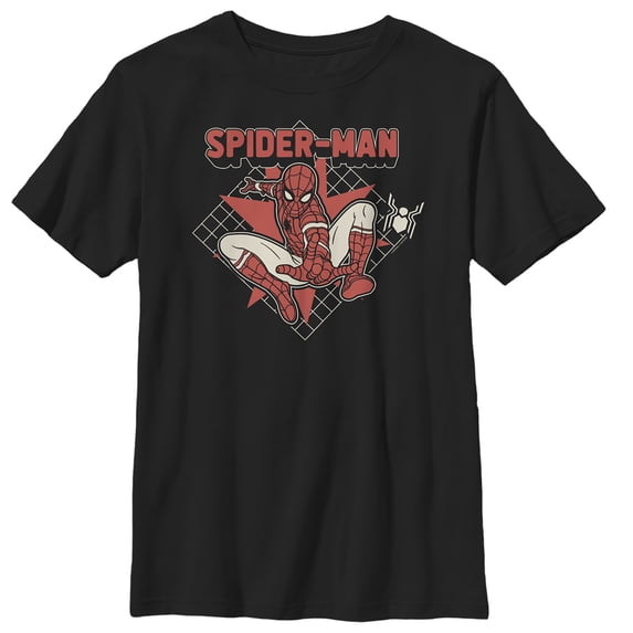 Boy's Marvel Spider-Man: Far From Home Cartoon Grid Graphic Tee Black Large