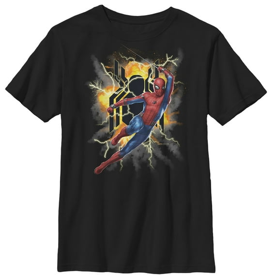 Boy's Marvel Spider-Man: Far From Home Lightning Strike Graphic Tee Black Medium