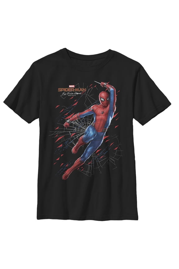 Boy's Marvel Spider-Man: Far From Home Web Shatter Graphic Tee Black Medium