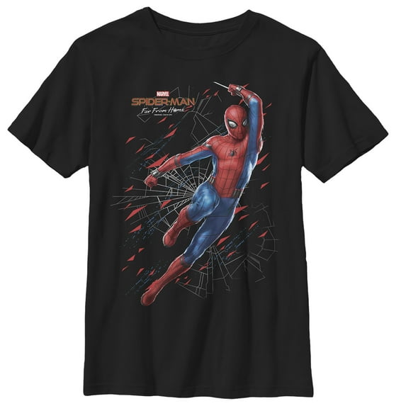 Boy's Marvel Spider-Man: Far From Home Web Shatter Graphic Tee Black X Small