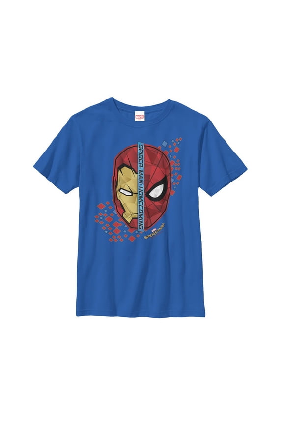 Boy's Marvel Spider-Man: Homecoming Iron Man Face Graphic Tee Royal Blue Medium