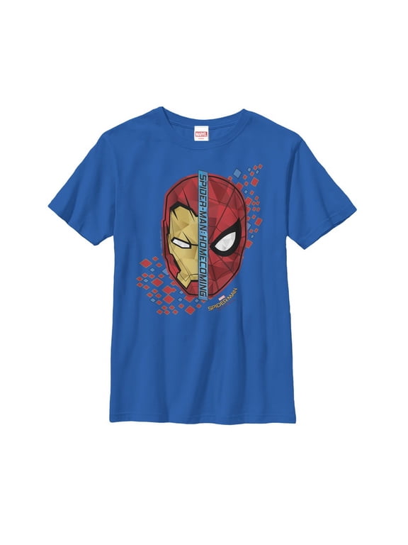 Boy's Marvel Spider-Man: Homecoming Iron Man Face Graphic Tee Royal Blue X Small