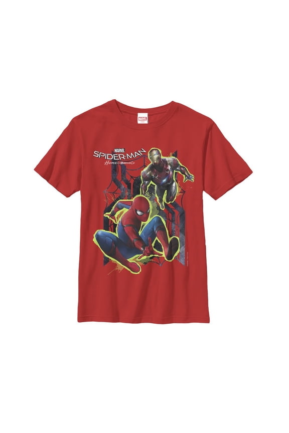 Boy's Marvel Spider-Man: Homecoming Iron Man Team Graphic Tee Red Medium