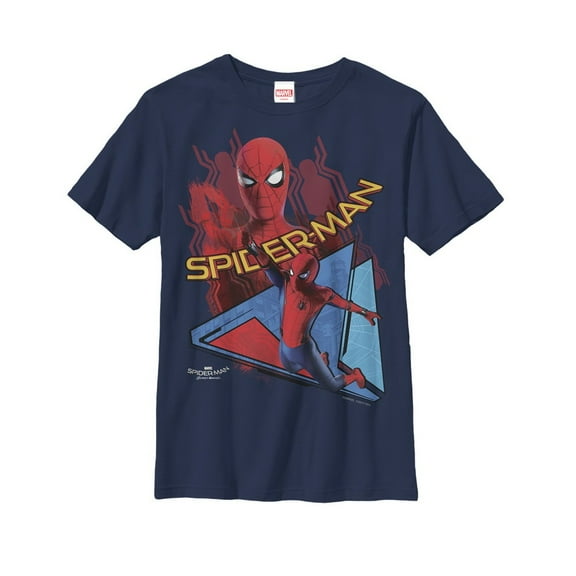 Boy's Marvel Spider-Man: Homecoming Logo Collage  Graphic Tee Navy Blue Small