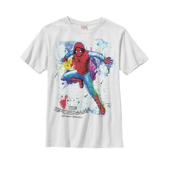 Boy's Marvel Spider-Man: Homecoming Paint Splatter  Graphic Tee White Medium