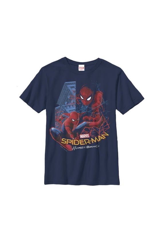 Boy's Marvel Spider-Man: Homecoming Skyscraper Graphic Tee Navy Blue Small