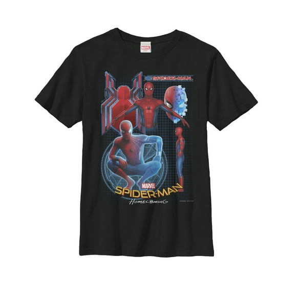 Boy's Marvel Spider-Man: Homecoming Suit Schematics  Graphic Tee Black Medium