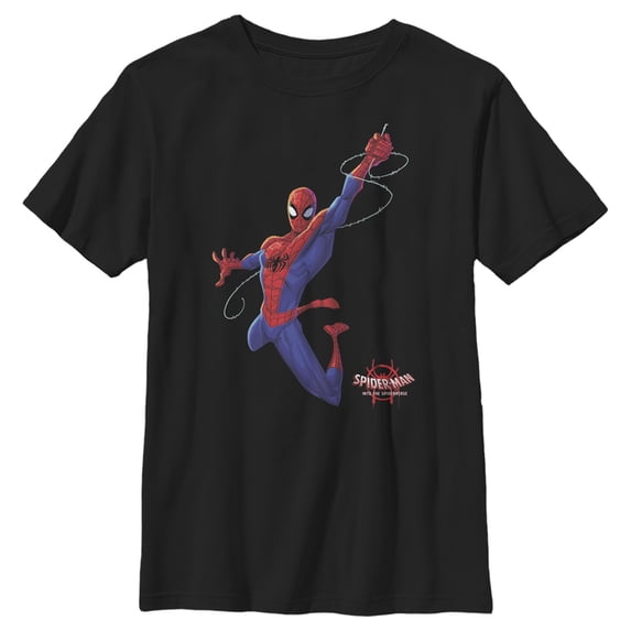 Boys' Husky Marvel Spider-Man: Into the Spider-Verse Classic Swing Graphic Tee Black Small