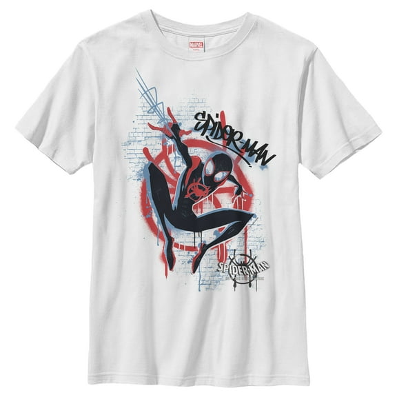 Boy's Marvel Spider-Man: Into the Spider-Verse Graffiti  Graphic Tee White Large