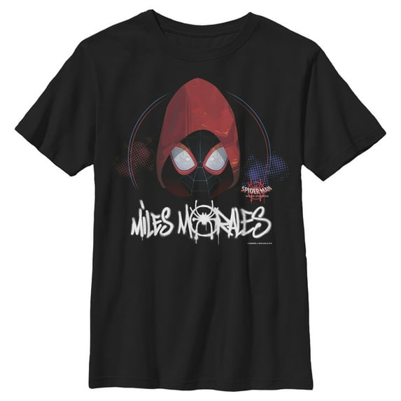 Boy's Marvel Spider-Man: Into the Spider-Verse Hooded Miles Graphic Tee Black X Small