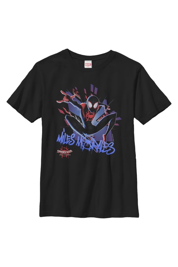 Boy's Marvel Spider-Man: Into the Spider-Verse Miles Graffiti Graphic Tee Black X Small