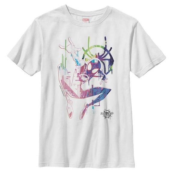 Boy's Marvel Spider-Man: Into the Spider-Verse Rainbow Watercolor  Graphic Tee White Small