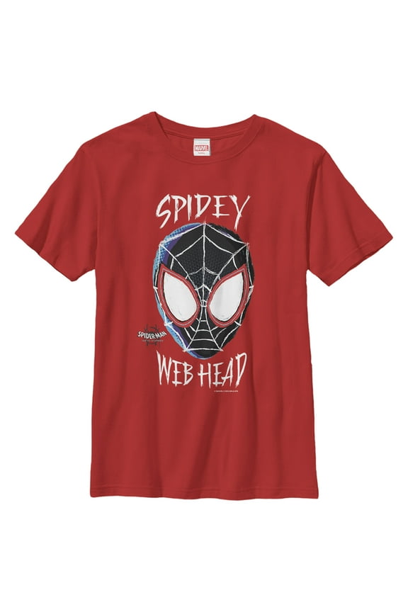 Boy's Marvel Spider-Man: Into the Spider-Verse Web Head Graphic Tee Red Medium
