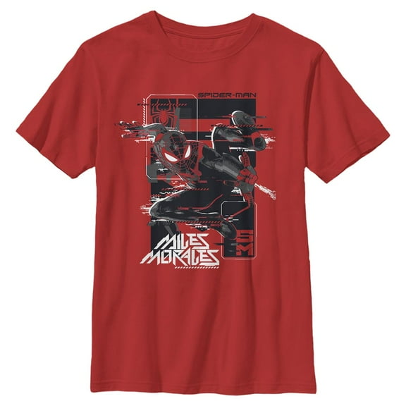 Boy's Marvel Spider-Man: Miles Morales Glitch Frame Graphic Tee Red X Large