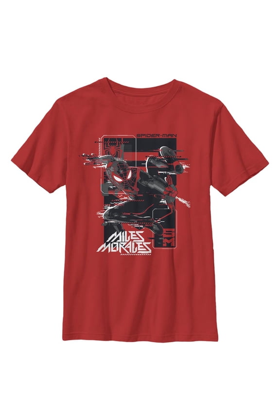Boy's Marvel Spider-Man: Miles Morales Glitch Frame Graphic Tee Red X Large
