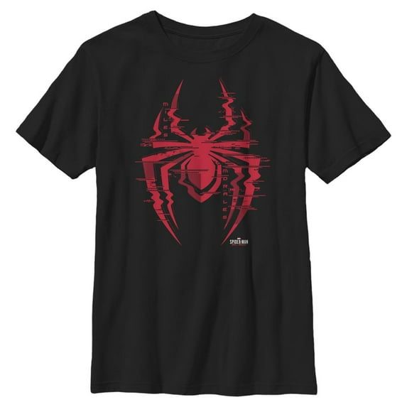 Boy's Marvel Spider-Man: Miles Morales Glitch Logo Graphic Tee Black Large