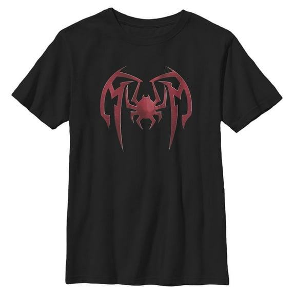 Boy's Marvel Spider-Man: Miles Morales Mask Pattern Graphic Tee Black Small