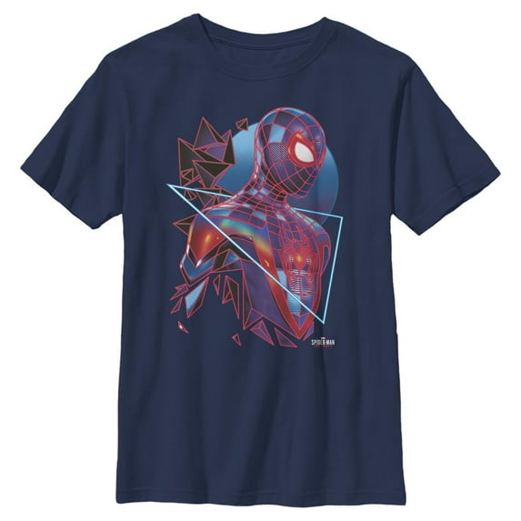 Boy's Marvel Spider-Man: Miles Morales Retro Hero Graphic Tee Navy Blue Small