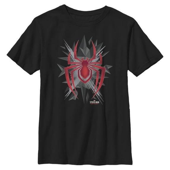 Boy's Marvel Spider-Man: Miles Morales Shatter Logo Graphic Tee Black X Large