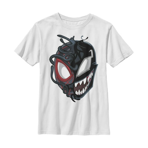 Boy's Marvel Spider-Man Miles Venom Mask Graphic Tee White Medium