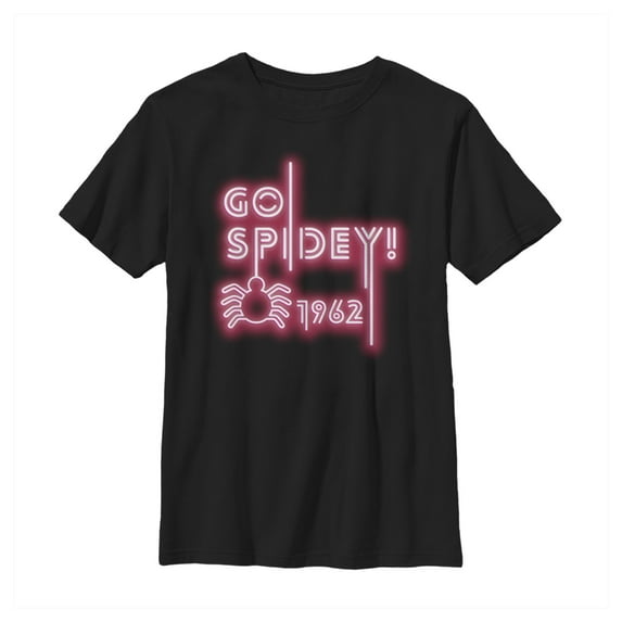 Boy's Marvel Spider-Man Neon Light Logo Graphic Tee Black X Small
