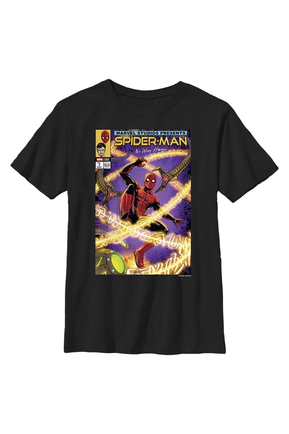 Boy's Marvel Spider-Man: No Way Home Doc Ock Comic Cover Graphic Tee Black Large