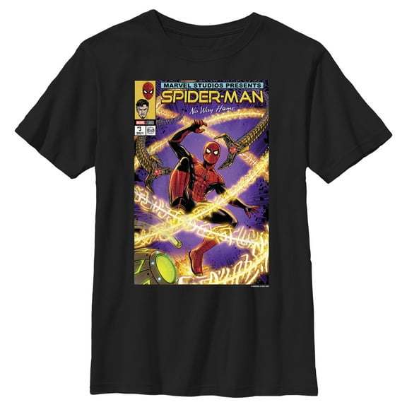 Boy's Marvel Spider-Man: No Way Home Doc Ock Comic Cover  Graphic Tee Black Medium
