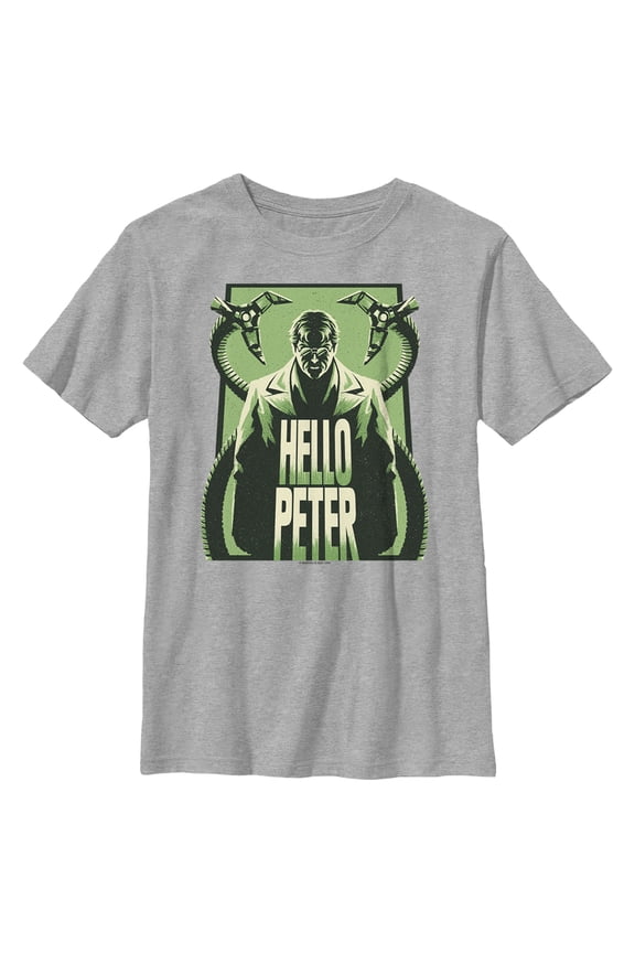 Boy's Marvel Spider-Man: No Way Home Doc Ock Hello Peter Graphic Tee Athletic Heather Large