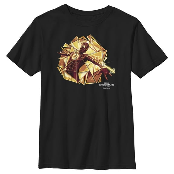 Boy's Marvel Spider-Man: No Way Home Gold Web Shot  Graphic Tee Black Large