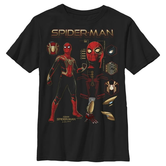 Boy's Marvel Spider-Man: No Way Home Iron Suit Gear Graphic Tee Black Large