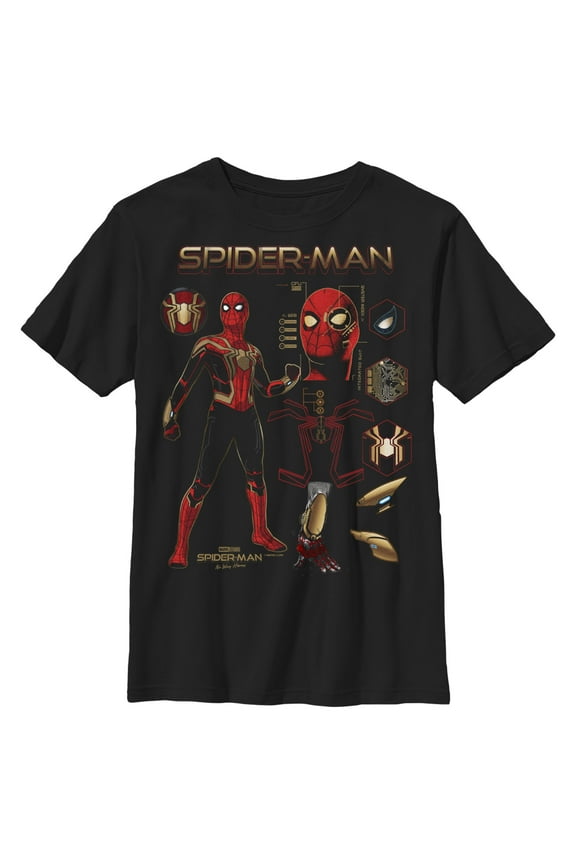 Boy's Marvel Spider-Man: No Way Home Iron Suit Gear Graphic Tee Black Medium