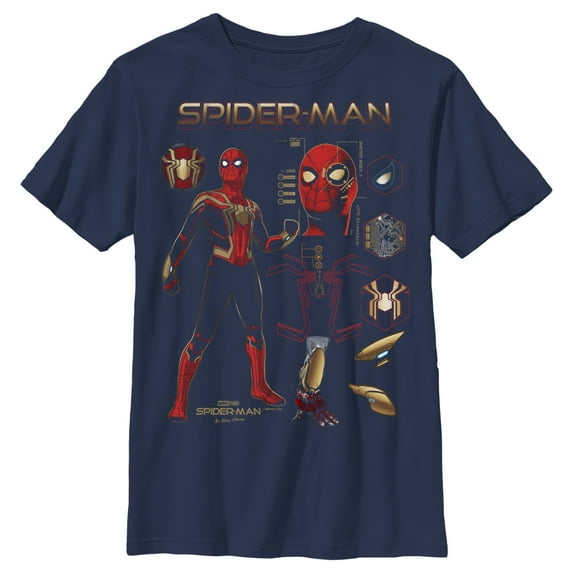 Boy's Marvel Spider-Man: No Way Home Iron Suit Gear Graphic Tee Navy Blue Large