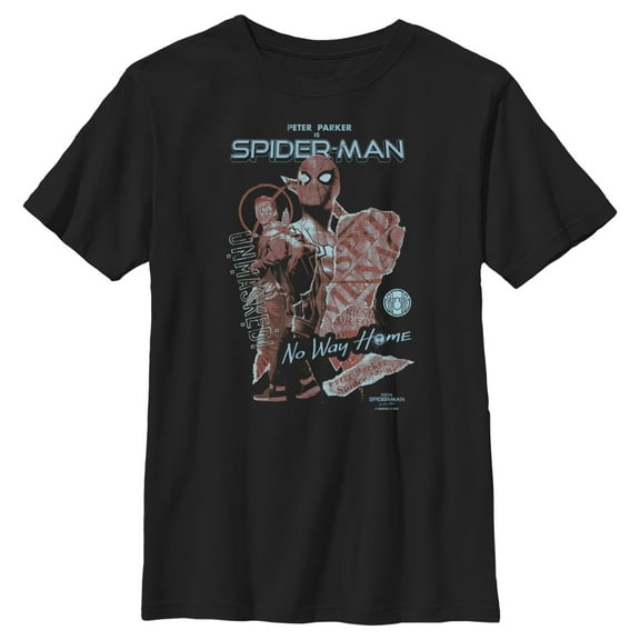 Boy's Marvel Spider-Man: No Way Home Unmasked  Graphic Tee Black X Large