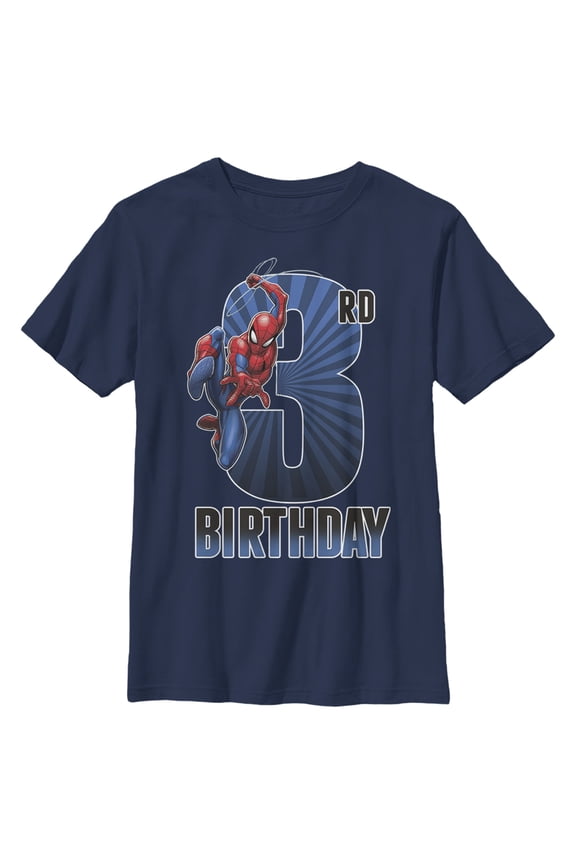 Boy's Marvel Spider-Man Swinging 3rd Birthday Graphic T-Shirt