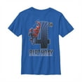thumbnail image 1 of Boy's Marvel Spider-Man Swinging 4th Birthday Graphic Tee Royal Blue Small, 1 of 4