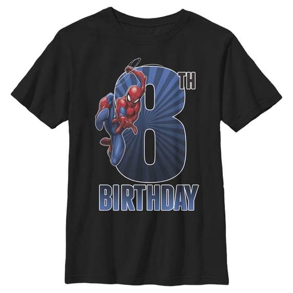 Boy's Marvel Spider-Man Swinging 8th Birthday Graphic T-Shirt