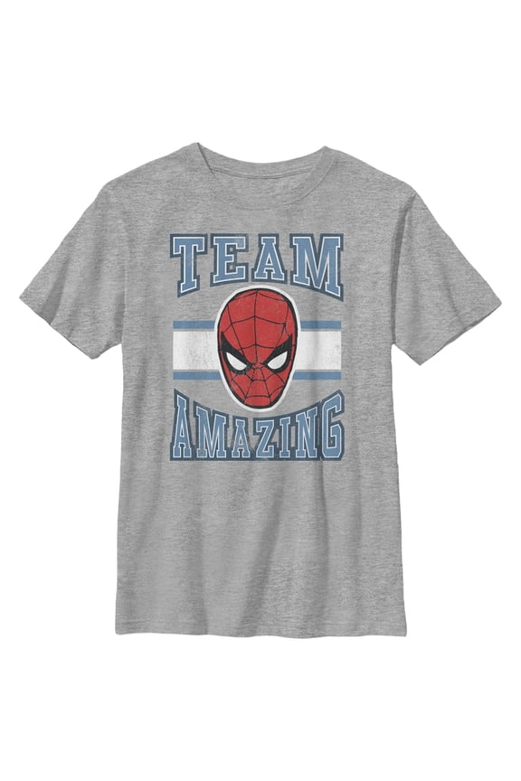 Boy's Marvel Spider-Man Team Amazing Graphic Tee Athletic Heather Large