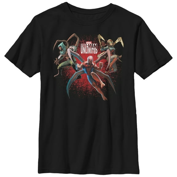 Boy's Marvel Spider-Man Unlimited Characters Graphic Tee Black Small