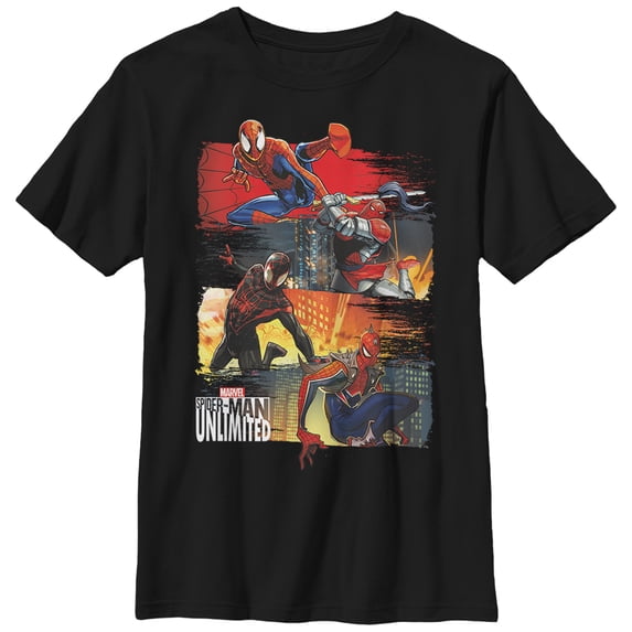 Boy's Marvel Spider-Man Unlimited Variations Graphic Tee Black Large