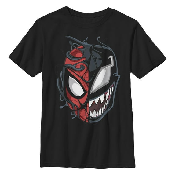 Boy's Marvel Spider-Man Venom Mask Split Graphic Tee Black Small