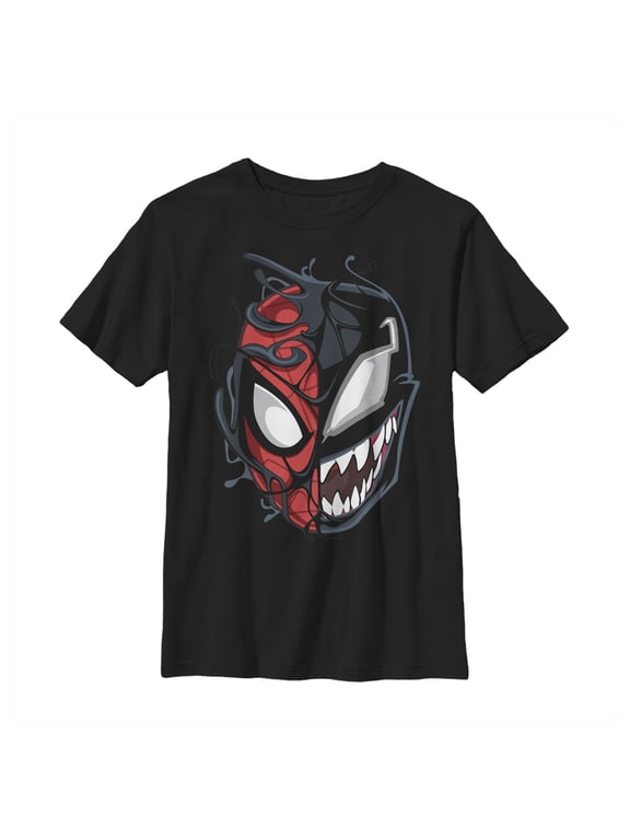 Boy's Marvel Spider-Man Venom Mask Split Graphic Tee Black X Small