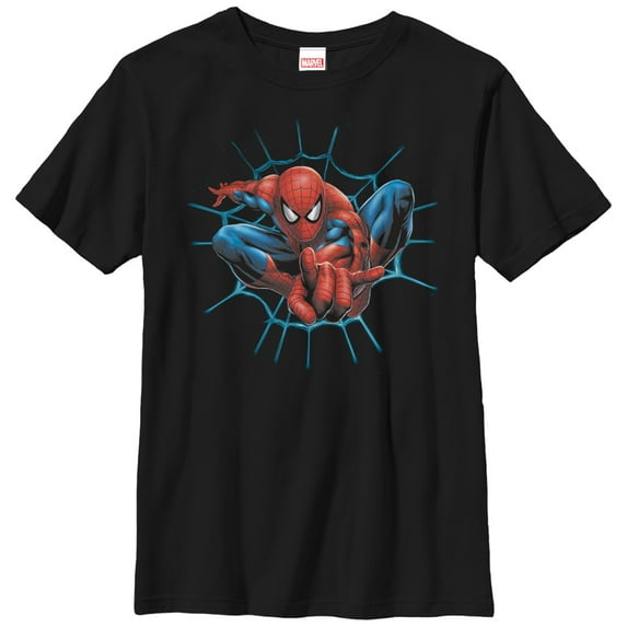 Boy's Marvel Spider-Man Web Time Graphic Tee Black Large