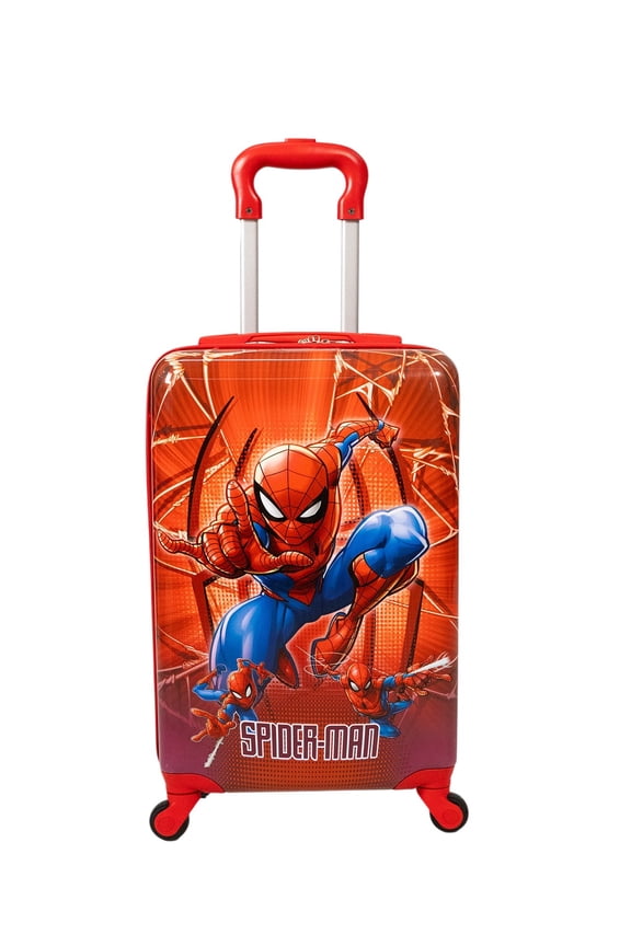Kid's Marvel Spiderman Character 18" Carry on Hardside ABS Spinner Luggage Suitcase, Red